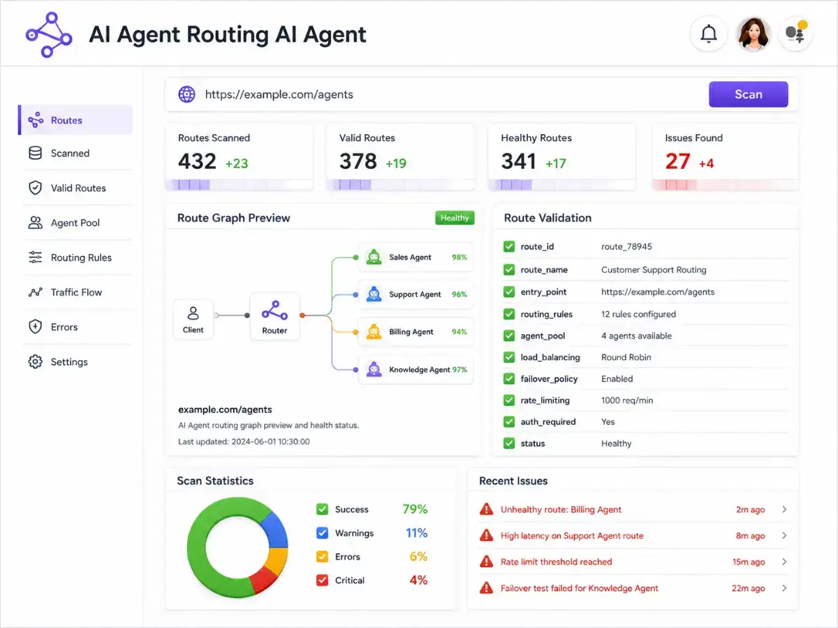 aiagentrouting.app AI agent routing app — dashboard preview